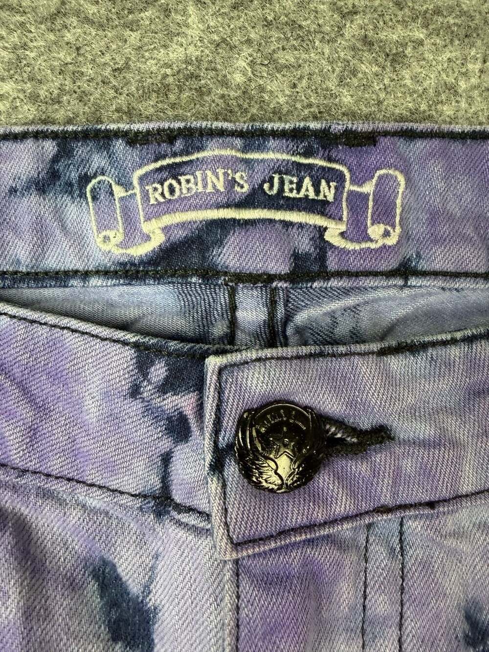 Robin's Jean Long Flap Jeans Purple Tie Dye Crystals Men’s Size 38 X 31 - Picture 2 of 10
